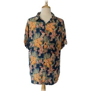 Margaritaville Jimmy Buffett Parrot and Palm Print Shirt XL